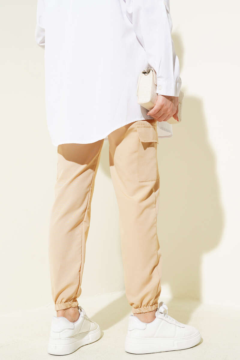 Paça Lastikli Zincirli Kargo Pantolon Camel 48435602