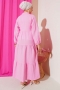 Hakim Yaka Düğmeli Müslin Elbise Pembe 75990817
