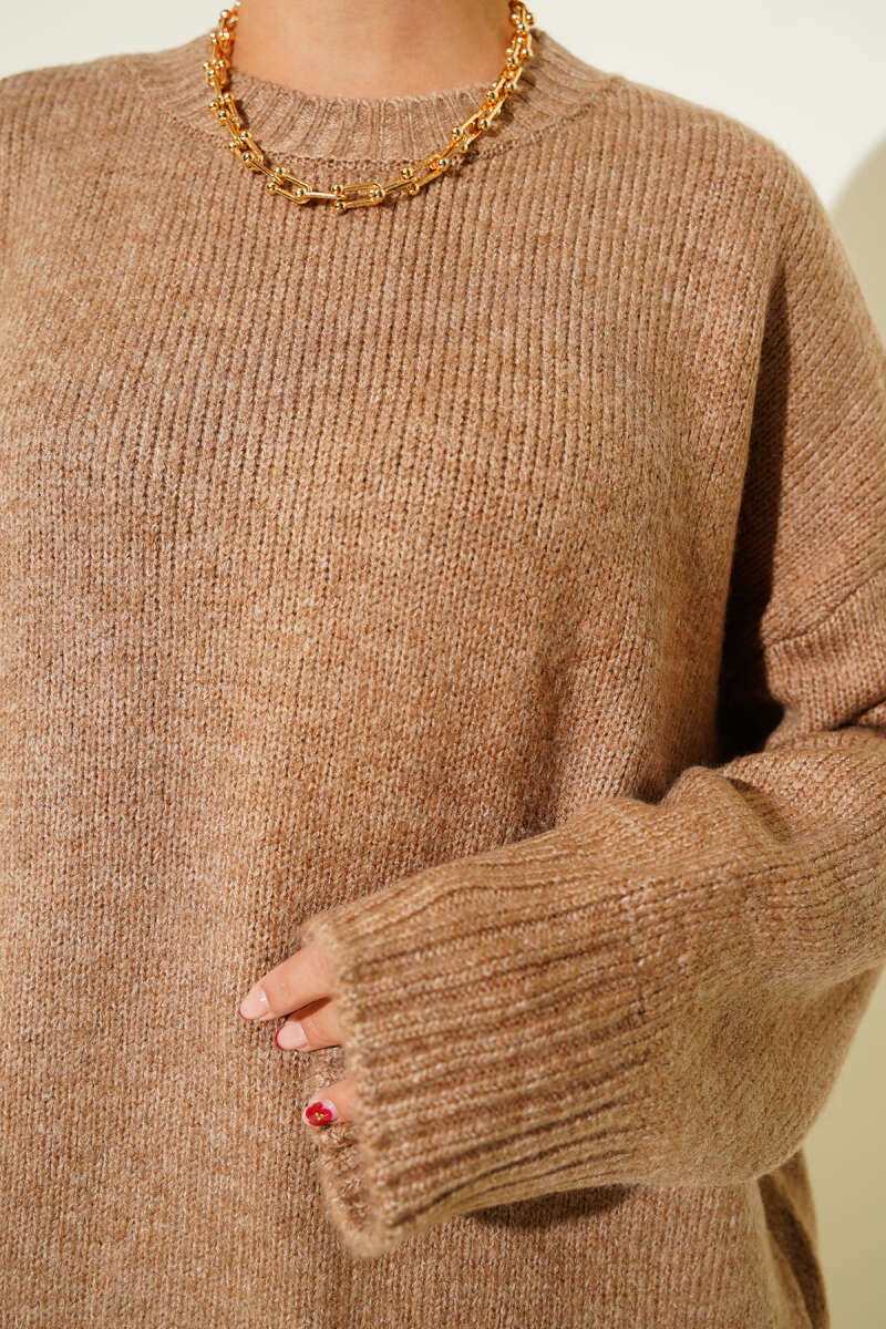 Yumoş Geniş Kollu Kazak Latte 59146607