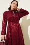 Taş Detaylı Elbise Bordo 23521489