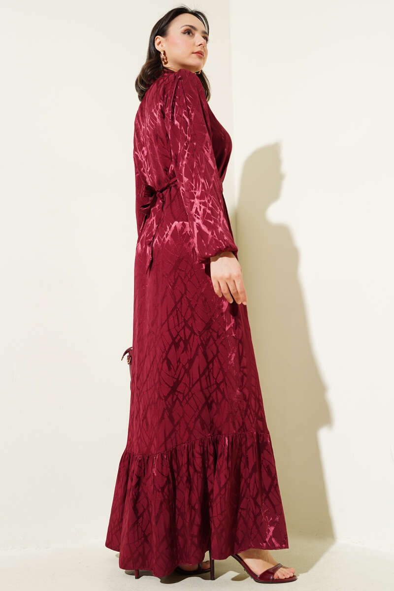 Taş Detaylı Elbise Bordo 23521489