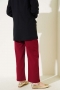 Bel Lastikli Çımalı Bol Paça Pantolon Bordo 04857456