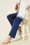 Bel Lastikli Çımalı Bol Paça Pantolon Indıgo 04857456