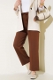 Bel Lastikli Çımalı Bol Paça Pantolon Kahve 04857456