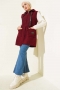 Kapüşonlu Buklet Yelek Bordo 79688145