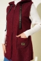 Kapüşonlu Buklet Yelek Bordo 79688145