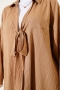 Önü Bağlamalı Krinkıl Kimono Camel 68877187