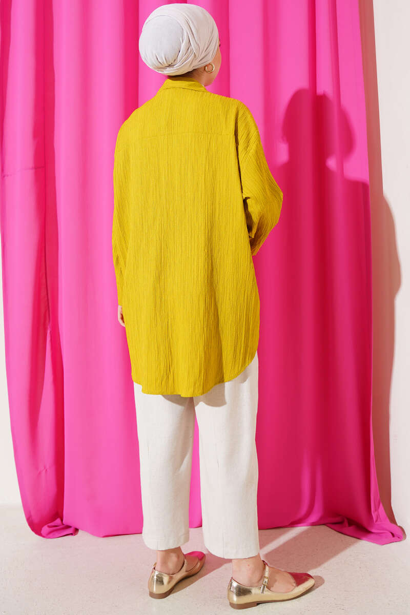 Önü Bağlamalı Krinkıl Kimono Yağ Yeşili 68877187