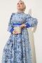 Mini Çiçek Desenli Elbise Saks 88406699