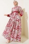Mini Çiçek Desenli Elbise Bordo 88406699