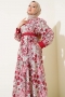 Mini Çiçek Desenli Elbise Bordo 88406699