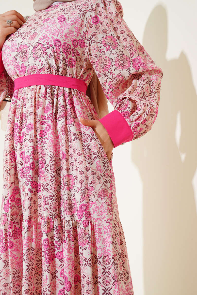 Mini Çiçek Desenli Elbise Pembe 88406699