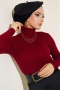 Fitilli Balıkçı Yaka Triko Kazak Bordo 49935728
