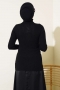 Fitilli Balıkçı Yaka Triko Kazak Siyah 49935728