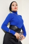 Fitilli Balıkçı Yaka Triko Kazak Saks 49935728