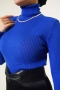 Fitilli Balıkçı Yaka Triko Kazak Saks 49935728