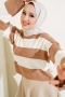 Kalın Çizgili Triko Crop Kazak Büsküvi 30017781