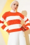 İncili Triko Crop Kazak Oranj Kemik 62154495