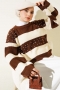 İncili Triko Crop Kazak Kahve Bej 62154495
