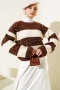 İncili Triko Crop Kazak Kahve Bej 62154495