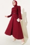 İnce Kemerli Poplin Elbise Bordo 96590629