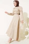 İnce Kemerli Poplin Elbise Vizon 96590629