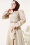 İnce Kemerli Poplin Elbise Vizon 96590629