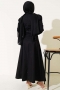 İnce Kemerli Poplin Elbise Siyah 96590629