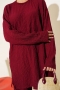 Bisiklet Yaka Gofre İkili Takım Bordo 79751814