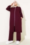 Kapüşonlu Uzun Tunik İkili Takım Bordo 86437696