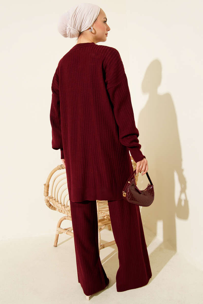 Fitilli Basic Triko İkili Takım Bordo 45198841