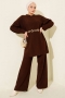 Fitilli Basic Triko İkili Takım Kahve 45198841