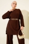 Fitilli Basic Triko İkili Takım Kahve 45198841