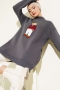 Ayıcıklı Üç İplik Sweatshirt Füme 55631179