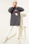Ayıcıklı Üç İplik Sweatshirt Füme 55631179