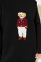 Ayıcıklı Üç İplik Sweatshirt Siyah 55631179