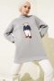 Ayıcıklı Üç İplik Sweatshirt Gri 55631179