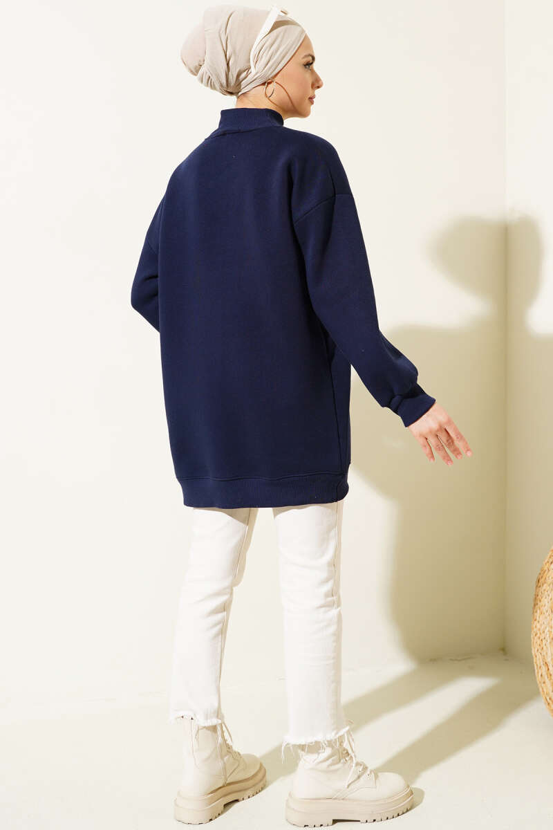 Ayıcıklı Üç İplik Sweatshirt Lacivert 55631179