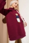 Ayıcıklı Üç İplik Sweatshirt Bordo 55631179