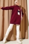 Ayıcıklı Üç İplik Sweatshirt Bordo 55631179
