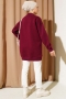 Ayıcıklı Üç İplik Sweatshirt Bordo 55631179