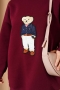 Ayıcıklı Üç İplik Sweatshirt Bordo 55631179