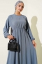 Bel Lastikli Ayrobin Basic Elbise Kayrak Grisi 85902453