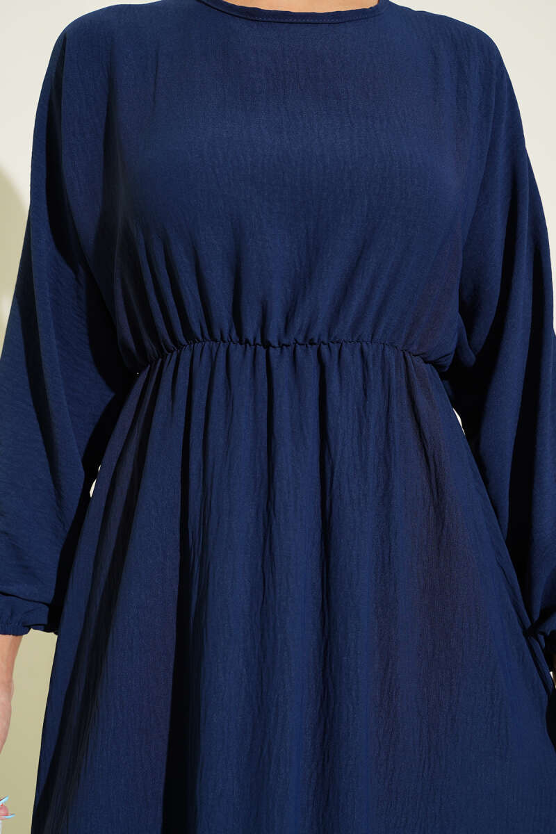 Bel Lastikli Ayrobin Basic Elbise Lacivert 85902453