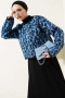 Leopar Desen Triko Kazak Mavi 01246061