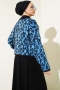 Leopar Desen Triko Kazak Mavi 01246061