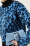 Leopar Desen Triko Kazak Mavi 01246061