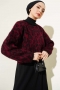 Leopar Desen Triko Kazak Burgonya 01246061