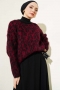 Leopar Desen Triko Kazak Burgonya 01246061