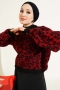 Leopar Desen Triko Kazak Bordo 01246061